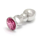 Rosebuds Versatile Ringed Stainless Steel Butt Plug with Crystal Gem Butt Plugs